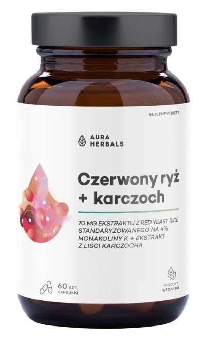 AURA HERBALS Czerwony ryż + karczoch 60 veg. kaps. (2,8mg monakoliny)