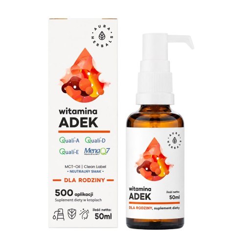 AURA HERBALS Witamina ADEK dla rodziny na oleju MCT - krople 50ml