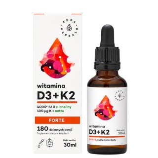 AURA HERBALS Witamina D3 4000 IU + K2 Forte - krople 30ml