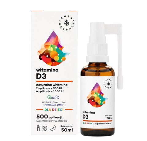 AURA HERBALS Witamina D3 dla dzieci MCT aerozol 50ml