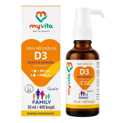 MyVita Witamina D3 Family Dzieci i Dorośli - krople 30ml