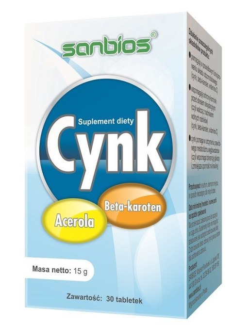 SANBIOS Cynk + acerola i beta-karoten 30tabl.