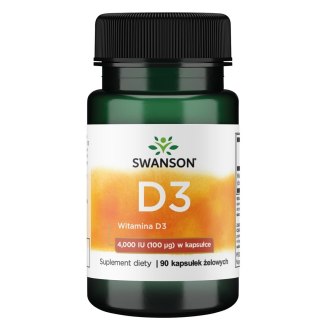 SWANSON Witamina D-3 4000IU, 90kaps. (100mcg)