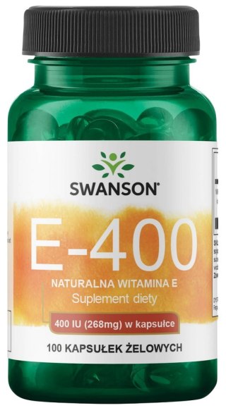 SWANSON Witamina E naturalna 400IU, 100sgels.