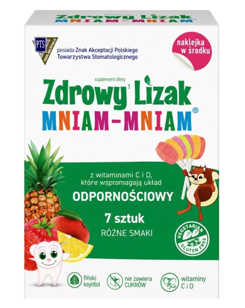 Zdrowy lizak Mniam-Mniam bez cukru różne smaki 7 sztuk + naklejka STARPHARMA