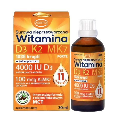 ASEPTA Witamina D3+K2 MK7 forte MCT - 30ml