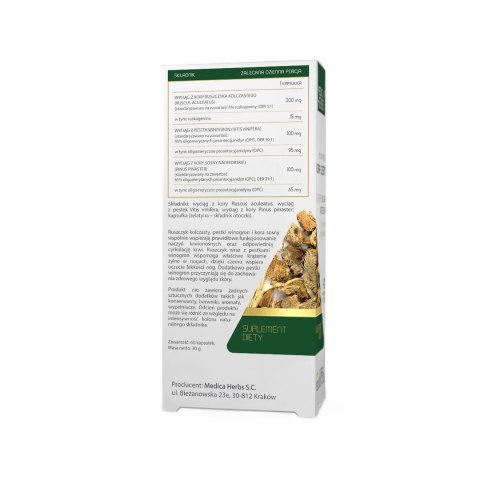 MEDICA HERBS Ruszczyk, Pestki Winogron, Kora Sosny 60 kaps.