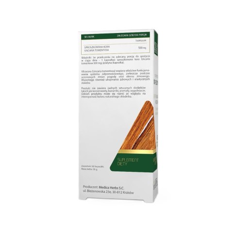 MEDICA HERBS Vilcacora (Cat's Claw) 500mg, 60 kaps.