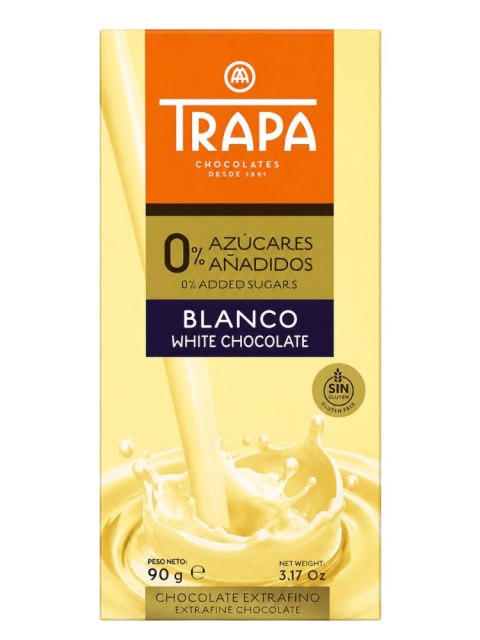 TRAPA Czekolada biała bez dodatku cukru bezglutenowa 90g