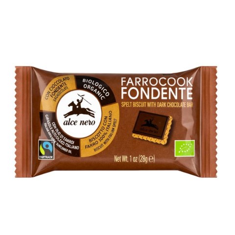 ALCE NERO Herbatniki orkiszowe z czekoladą gorzką FAIR TRADE BIO 28g