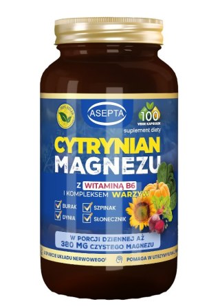 ASEPTA Cytrynian magnezu + B6 i kompleks warzyw 100 kaps.