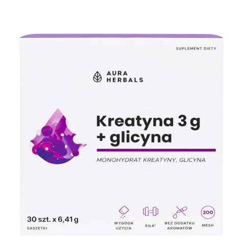 AURA HERBALS Kreatyna 5g + glicyna saszetki 30 x 8,69g