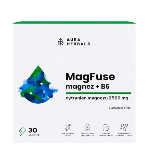 AURA HERBALS MagFuse magnez + B6 30 saszetek