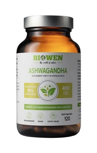 BIOWEN Ashwagandha ekstrakt 400mg, 120 kapsułek