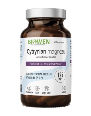 BIOWEN Cytrynian magnezu 825 mg z witaminą B6 (P-5-P) - 100 kapsułek