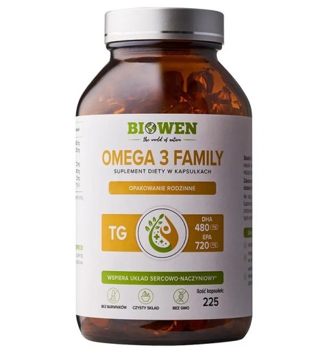 BIOWEN Omega 3 Family TG 720mg EPA, 480mg DHA 225 kaps.