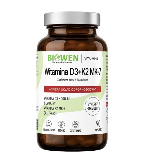 BIOWEN Witaminy D3+K2MK7 (4000IU+100mcg) 90 kaps.