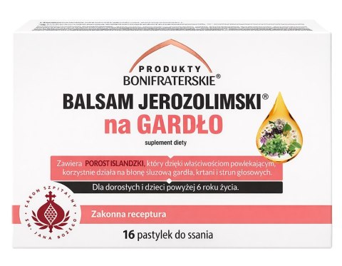 Balsam Jerozolimski na gardło 16 pastylek do ssania PRODUKTY BONIFRATERSKIE