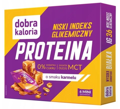DOBRA KALORIA Mini batoniki PROTEINA z niskim IG o smaku karmelu + olej MCT 6x17g KUBARA