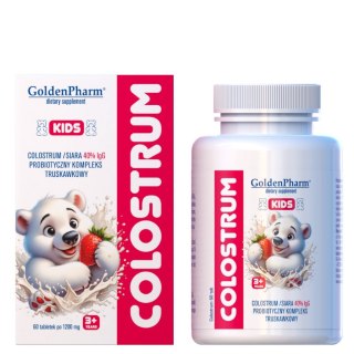 GOLDEN PHARM Colostrum kids 40% IgG truskawkowe 60 tabletek do ssania