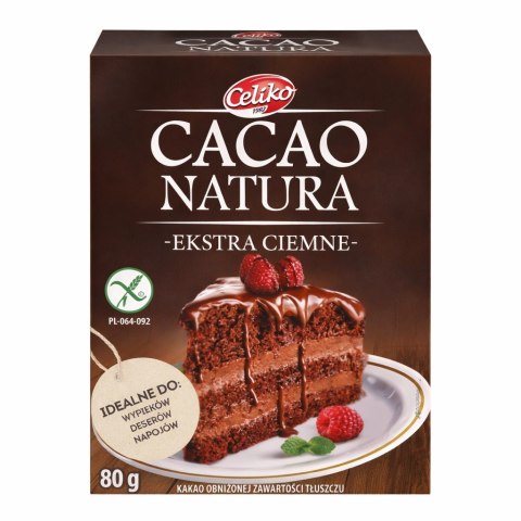 Kakao ekstra ciemne o obniżonej zawartości tłuszczu bezglutenowe 80g CELIKO