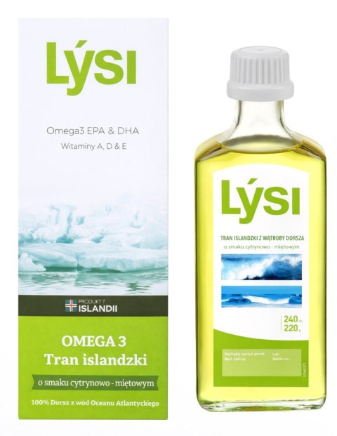LYSI Tran islandzki o smaku cytrynowo-miętowym 240ml