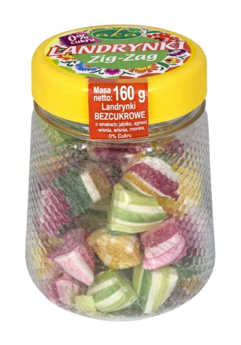 Landrynki owocowe Zig-Zag ze stewią bez dodatku cukru 160g AKA
