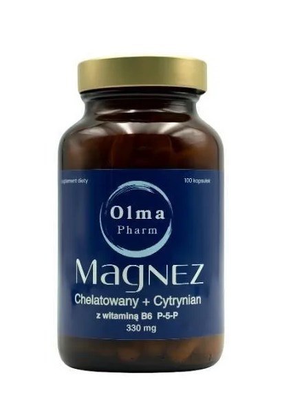 OLMA PHARM Magnez Chelatowany + Cytrynian z wit. B6 P-5-P 100 kaps.