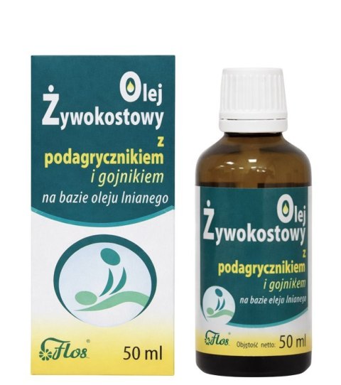Olej żywokostowy z podagrycznikiem i gojnikiem na bazie oleju lnianego 50ml FLOS