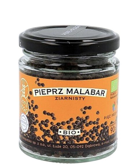 PIĘĆ PRZEMIAN Pieprz czarny Malabar ziarnisty bezglutenowy BIO 90g