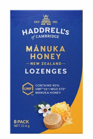 Pastylki do ssania Miód Manuka UMF16+ MGO570+ 8 sztuk (22,4g) HADDRELL'S OF CAMBRIDGE