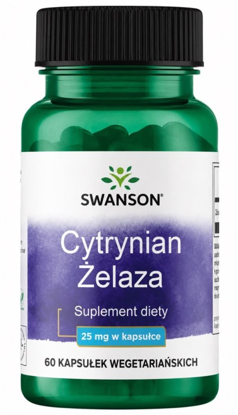 SWANSON Cytrynian Żelaza 25mg, 60 kaps.