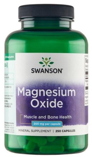 SWANSON Magnesium 200mg, 250 kaps. - tlenek magnezu