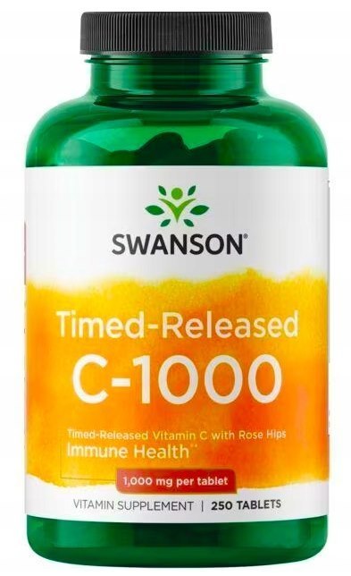 SWANSON Witamina C 1000mg przedłużone działanie 250 tabl. z dziką różą