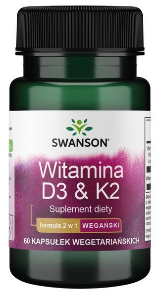 SWANSON Witamina D3 2000 IU + K2 75 mcg 60 vcaps.