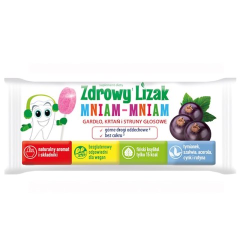 Zdrowy lizak Mniam-Mniam bez cukru gardło, krtań, struny głosowe o smaku czarnej porzeczki 1 szt. STARPHARMA