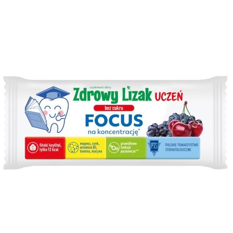 Zdrowy lizak Uczeń bez cukru Focus na koncentrację wiśniowo-jagodowy 1 szt. STARPHARMA