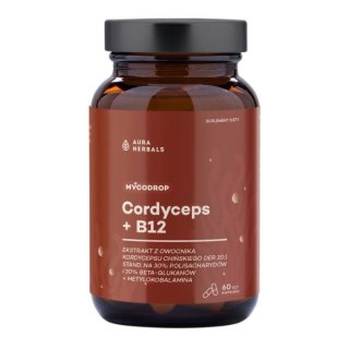 AURA HERBALS Mycodrop Cordyceps + B12 60 kaps.