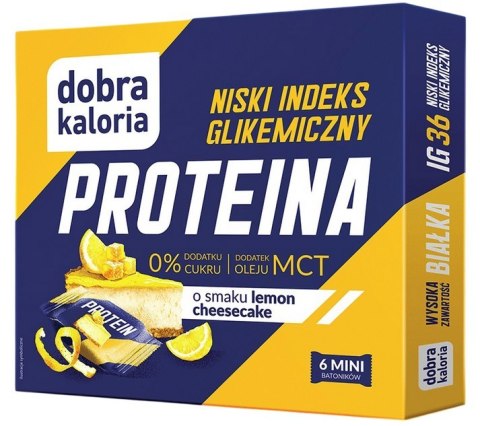 DOBRA KALORIA Mini batoniki PROTEINA z niskim IG o smaku lemon cheesecake + olej MCT 6x17g KUBARA