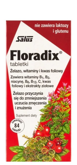 FLORADIX Tabletki żelazo, witaminy, kwas foliowy 84 tabl. SALUS