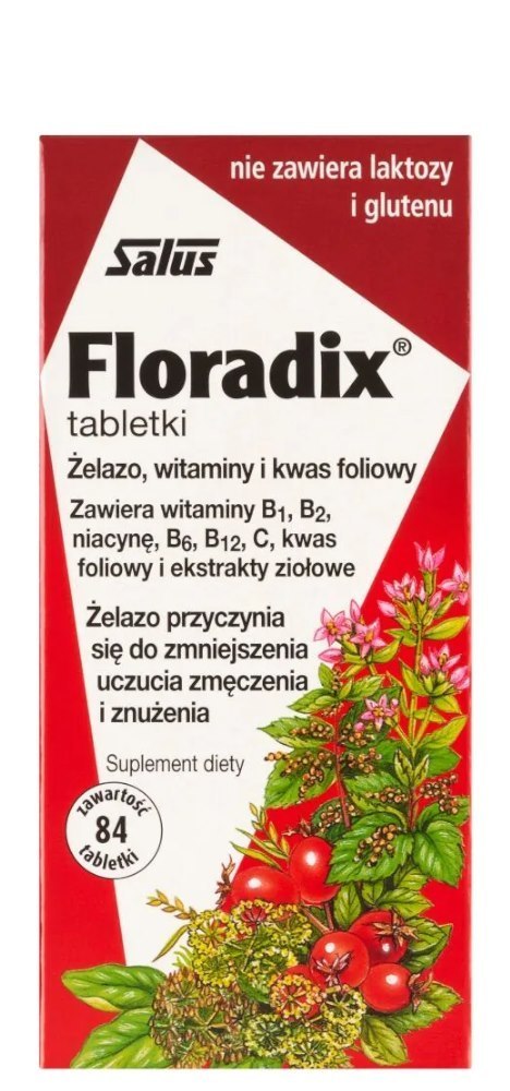 FLORADIX Tabletki żelazo, witaminy, kwas foliowy 84 tabl. SALUS