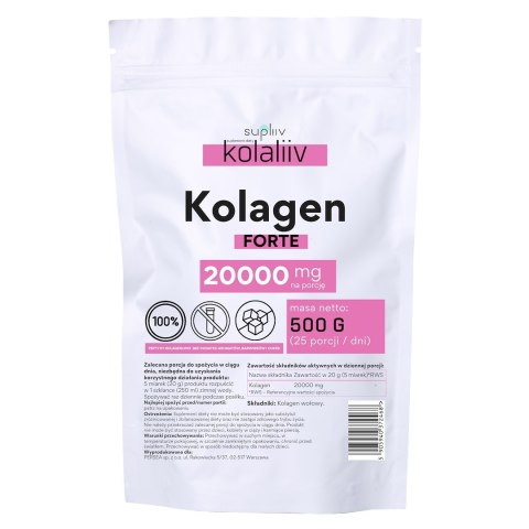 Kolagen FORTE wołowy 20000mg, 500g SUPLIIV