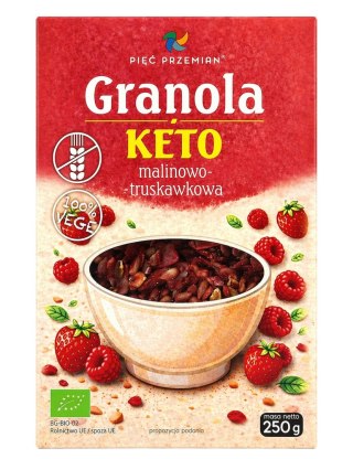 PIĘĆ PRZEMIAN Granola KETO malinowo-truskawkowa bezglutenowa BIO 250g