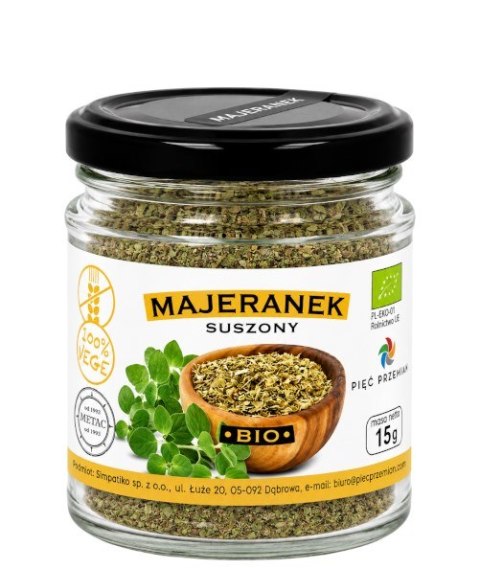 PIĘĆ PRZEMIAN Majeranek suszony bezglutenowy BIO 15g