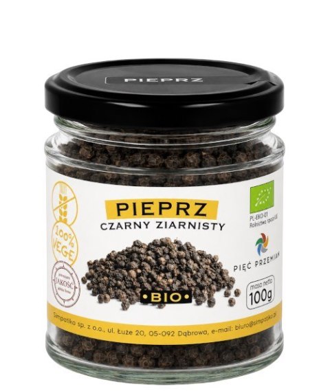PIĘĆ PRZEMIAN Pieprz czarny ziarnisty bezglutenowy BIO 100g