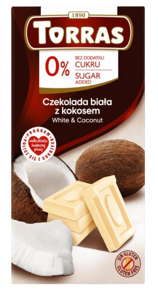 TORRAS Czekolada biała z kokosem bez dodatku cukru bezglutenowa 75g