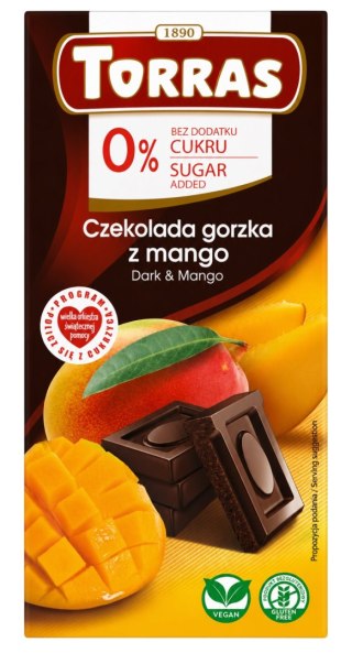 TORRAS Czekolada gorzka z mango bez dodatku cukru bezglutenowa 75g