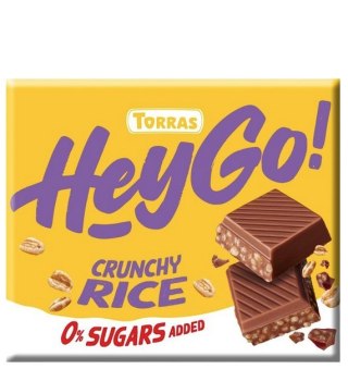 TORRAS HeyGo! Czekolada mleczna crunchy z chrupiącym ryżem bez dodatku cukru bezglutenowa 60g