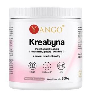 YANGO Kreatyna 200 Mesh z magnezem, glicyną i witaminą C o smaku marakui i maliny 300g