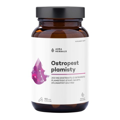 AURA HERBALS Ostropest plamisty ekstrakt 300mg, 90 vkaps. - 80% sylimaryny (240mg)